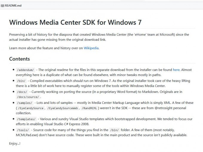 windows Media Center SDKڱGitHubϷ