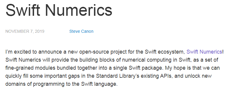 ƻSwift Դ̬һԱ  Swift Numerics