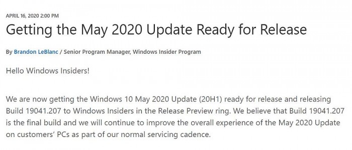 Win10 2004ʽMay 2020 Update