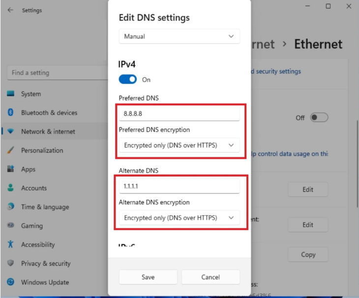 Win11DNS over HTTPS