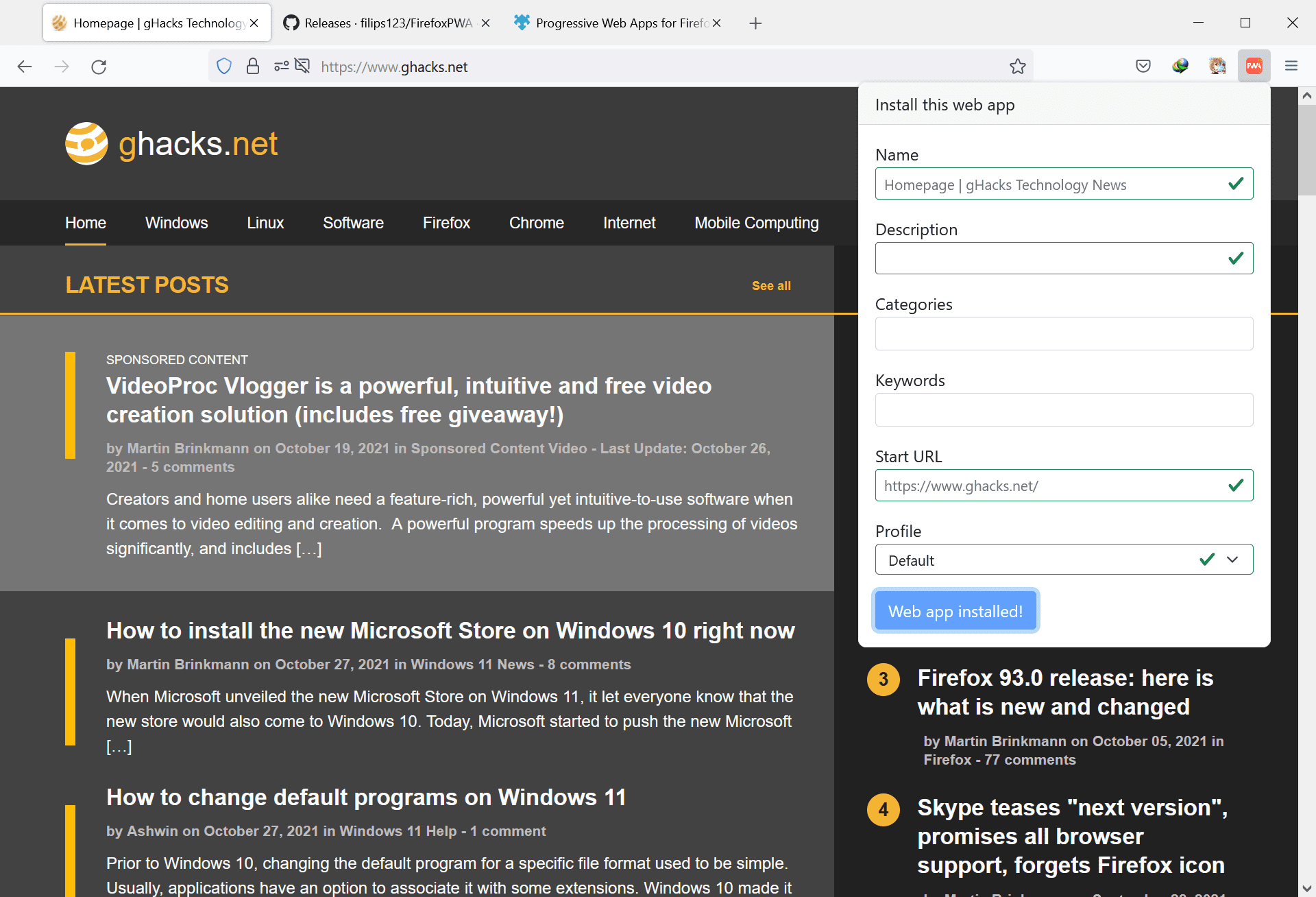 Firefox չĽʽ Web Ӧó